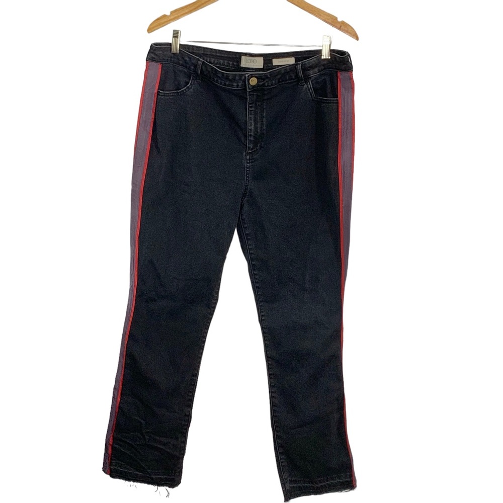 LOGO By Lori Goldstein Bootcut Tuxedo Striped Jeans Sz 18W
